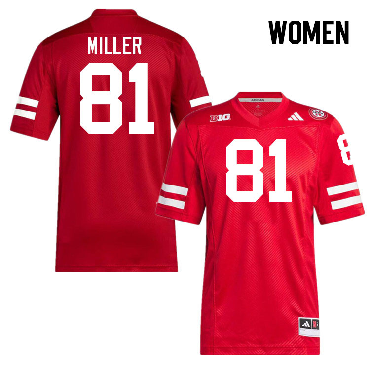 Women #81 Hayes Miller Nebraska Cornhuskers College Football Jerseys Stitched Sale-Scarlet